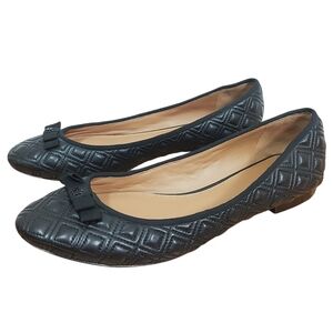 Tory Burch Marion Quilted Ballet Flats Size 11 Black Leather Casual Comfy Loafer